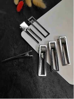 Зажим металлический "Прямоугольник" 6см (серебро)